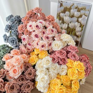 7-Head Cappuccino Silk Artificial Rose Bouquet