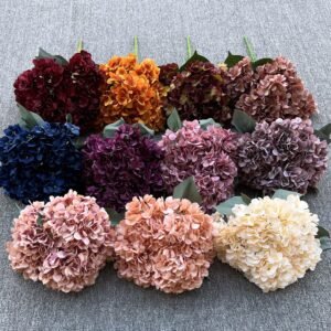 5 large artificial hydrangea flowers