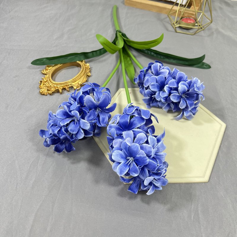 3-headed Blue Artificial Hyacinth Silk Flowers