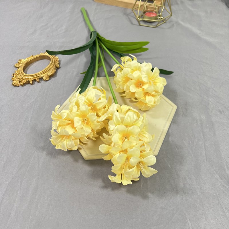 3-headed Yellow Artificial Hyacinth Silk Flowers