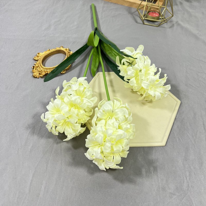 3-headed Milky white Artificial Hyacinth Silk Flowers