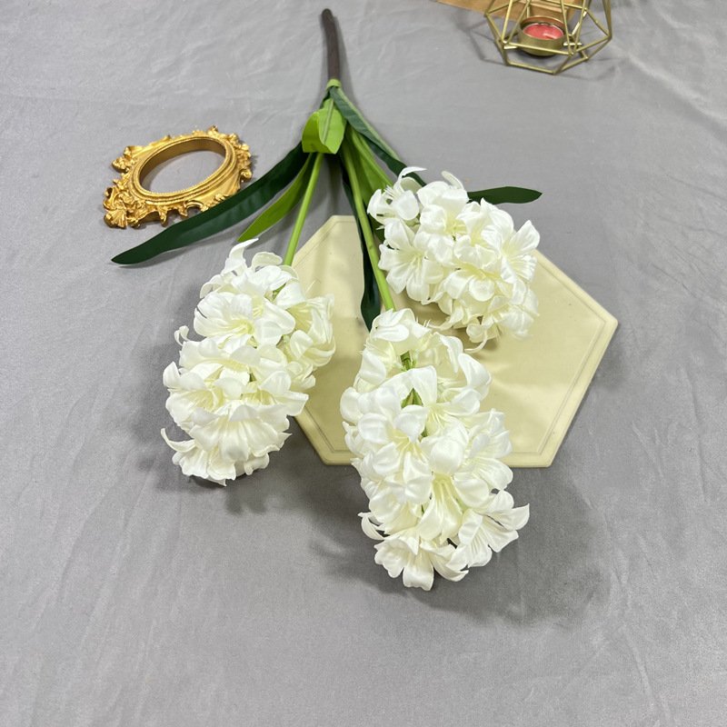 3-headed White Artificial Hyacinth Silk Flowers