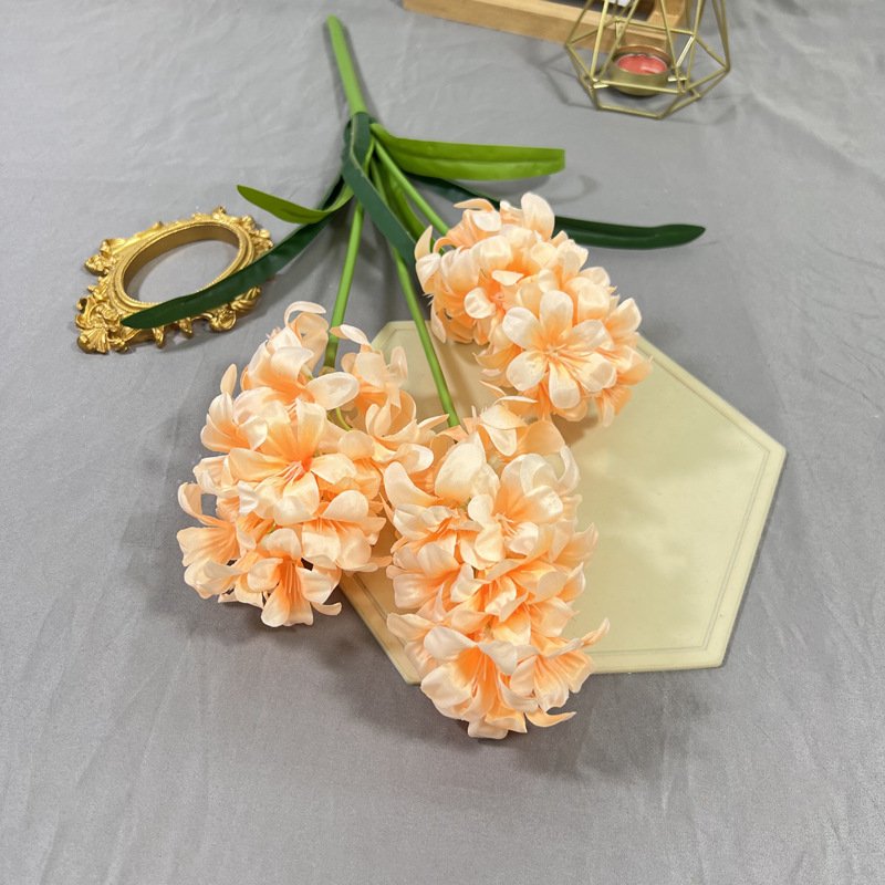 3-headed Light Orange Artificial Hyacinth Silk Flowers