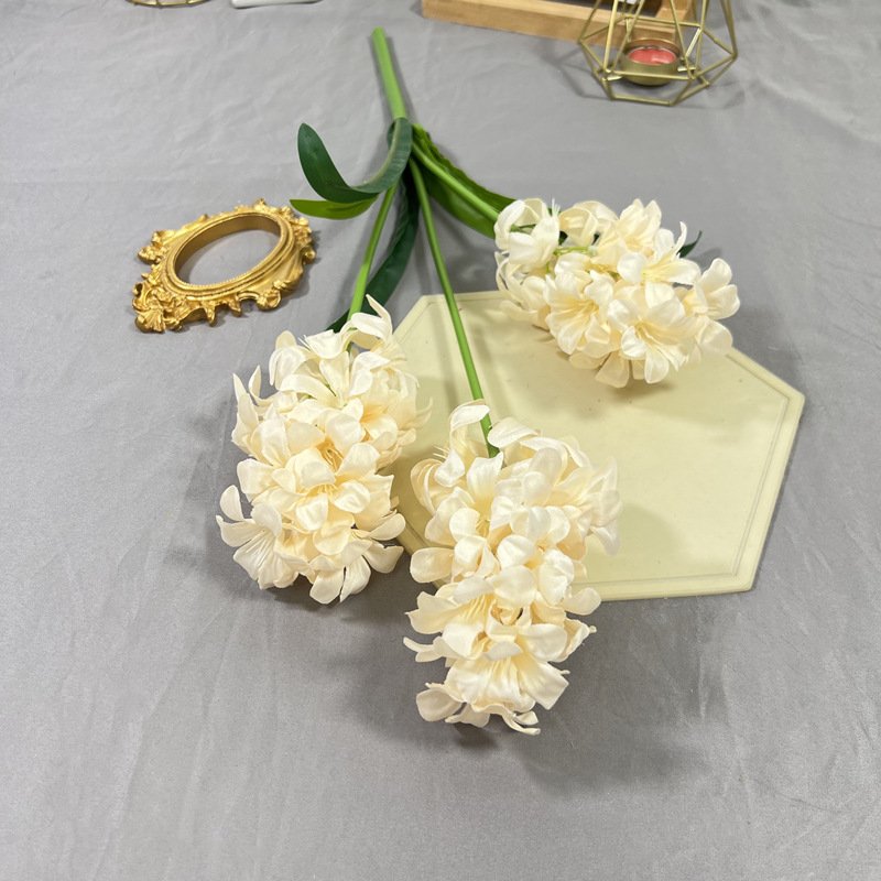 3-headed Champagne Artificial Hyacinth Silk Flowers