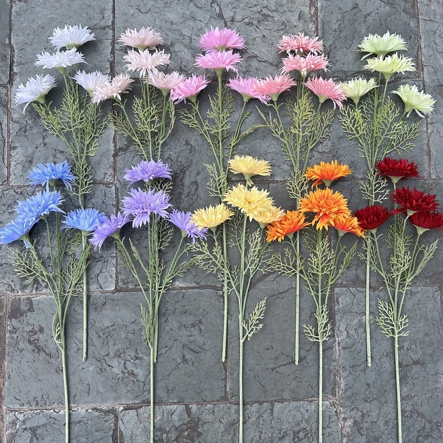 Long Stem 4-Head Gerbera Silk Flowers