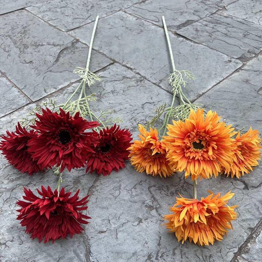 Long Stem 4-Head Gerbera Silk Flowers