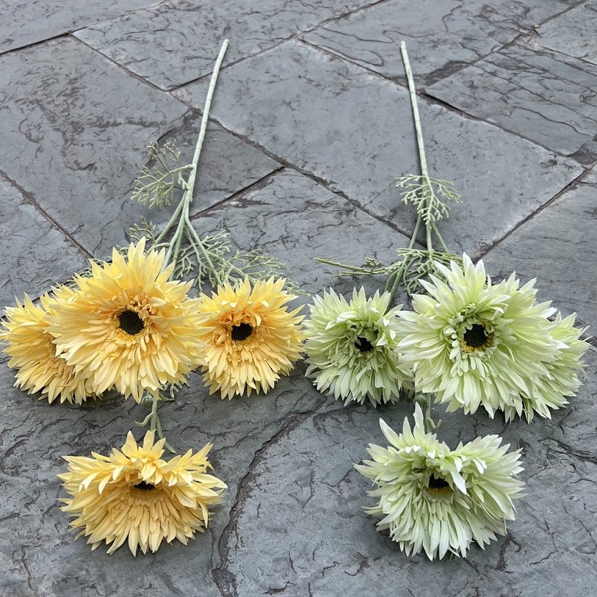 Long Stem 4-Head Gerbera Silk Flowers