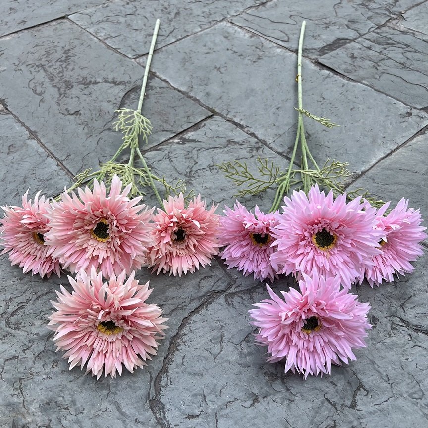 Long Stem 4-Head Gerbera Silk Flowers