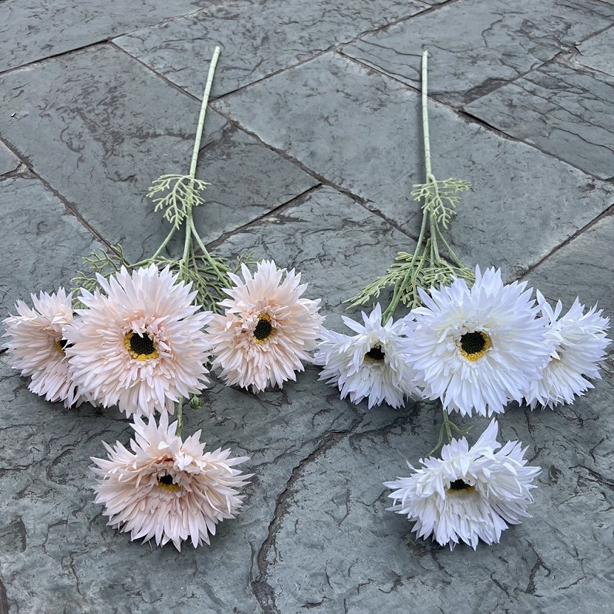 Long Stem 4-Head Gerbera Silk Flowers