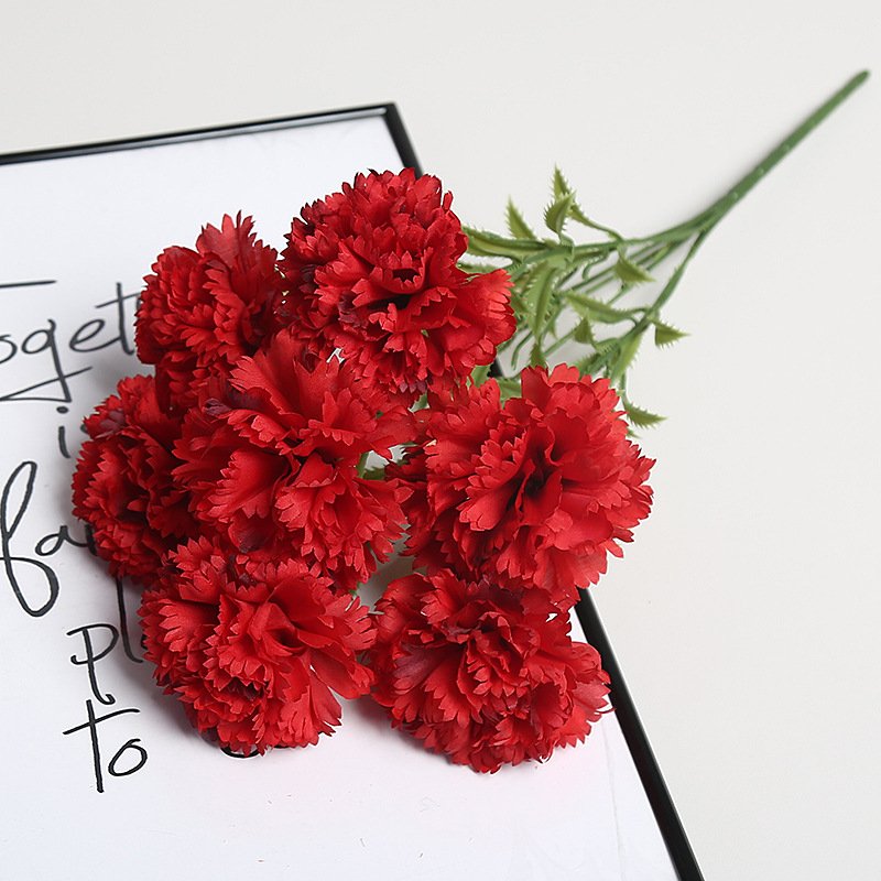 big red Artificial Carnation Silk Flower Bouquet