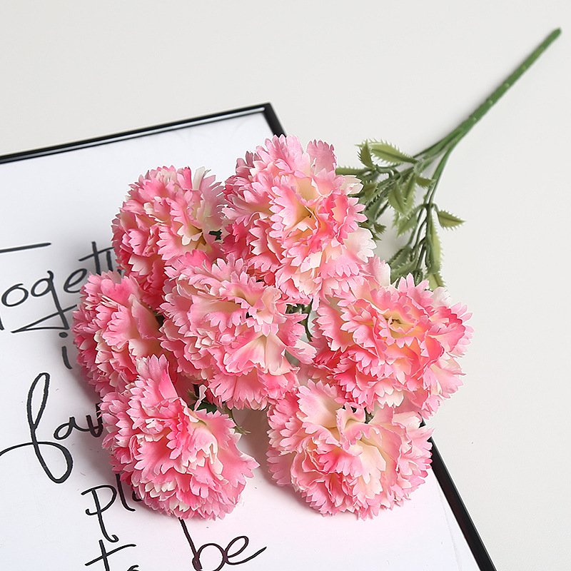 Dark pink Artificial Carnation Silk Flower Bouquet