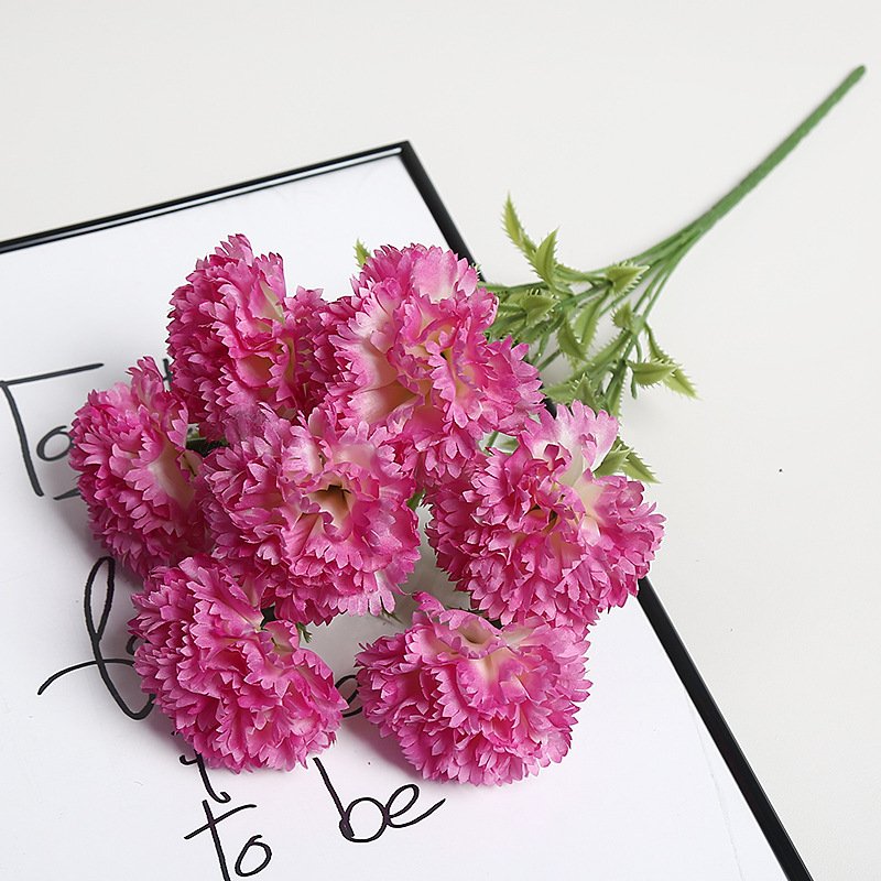 Purple-red Artificial Carnation Silk Flower Bouquet