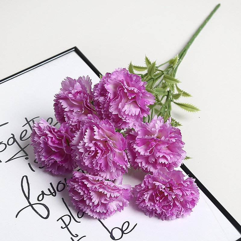 Purple Artificial Carnation Silk Flower Bouquet