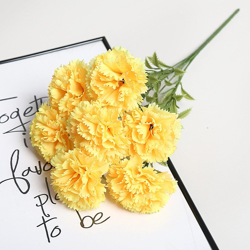 Yellow Artificial Carnation Silk Flower Bouquet