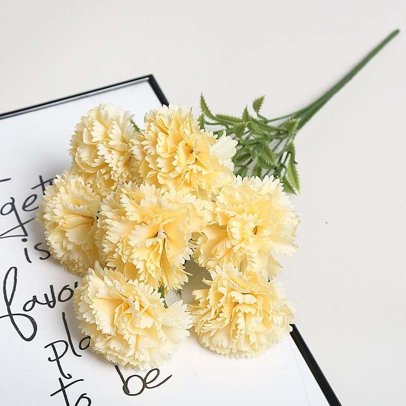 Champagne Artificial Carnation Silk Flower Bouquet