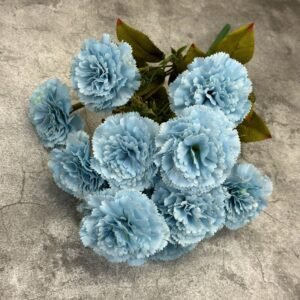 13-Head Blue Artificial Carnation Flower Bouquet