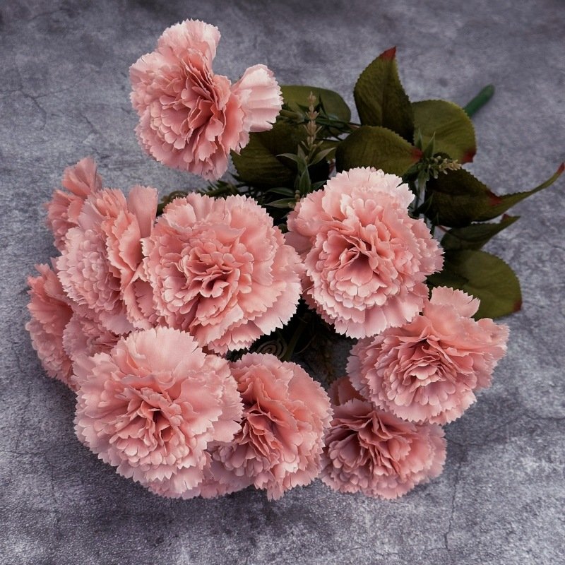 13-Head Cappuccino Artificial Carnation Flower Bouquet