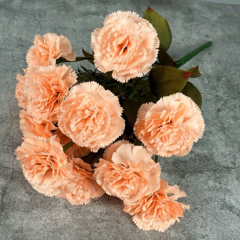 13-Head Light orange Artificial Carnation Flower Bouquet