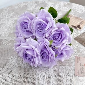 9-Head Artificial Spray Rose purple