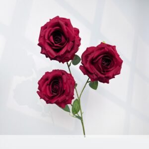 Red 3-Head Moonlight Artificial Rose Spray Stem