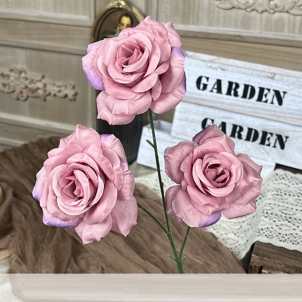 Wholesale 3-Head Artificial Rose Flower Stem rs0005 - Image 2