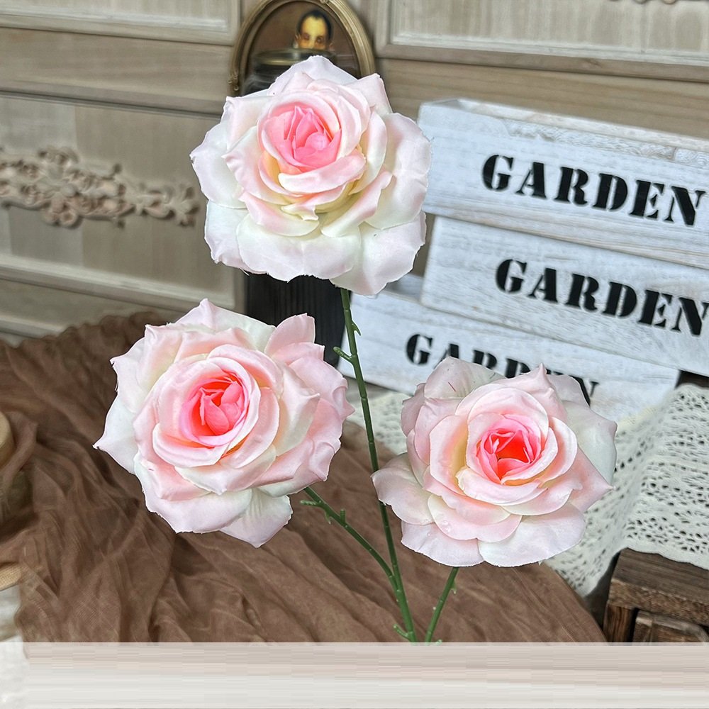 Wholesale 3-Head Artificial Rose Flower Stem rs0005 - Image 3