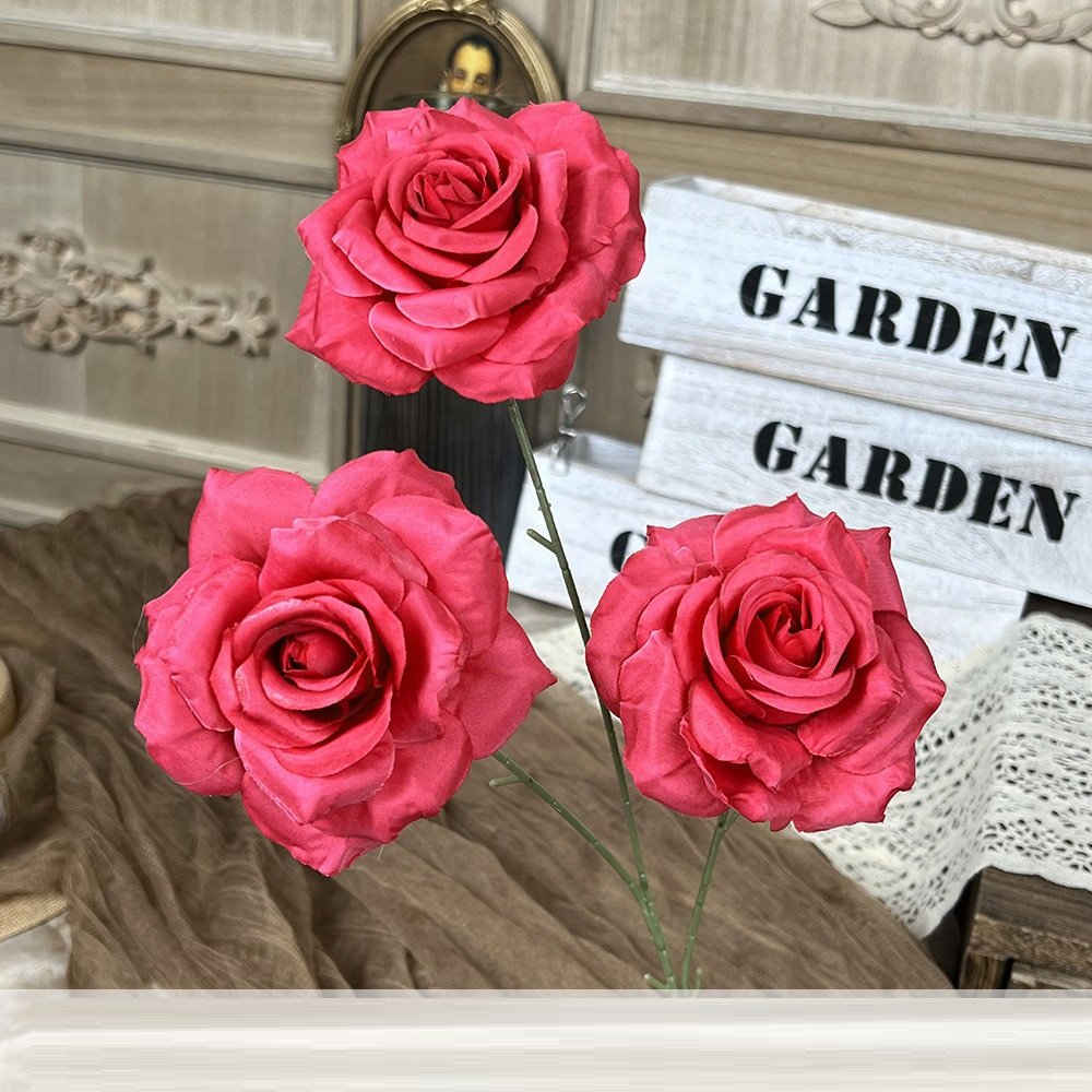 Wholesale 3-Head Artificial Rose Flower Stem rs0005 - Image 5