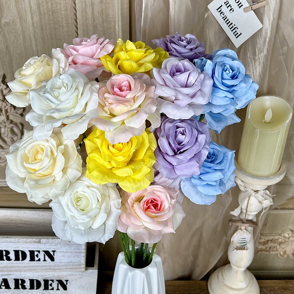 3-Head Artificial Rose Flower Stem